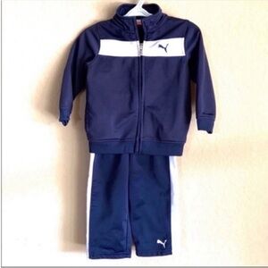 Puma zip up navy and white track suit
